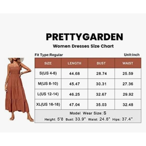 Womens Boho Smocked Sleeveless Tiered Maxi Dress Rust Size S Casual Summer - Picture 10 of 10